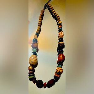 Wood multi-colored beaded Necklace- Great staple piece to add to any outfit